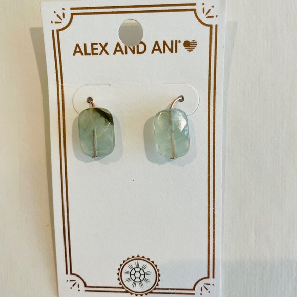 Alex and Ani Green Quartz Earrings rose gold, drop,dangle - Picture 4 of 12